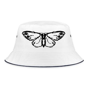 Moth / Butterfly / Moth - Bucket Hat - white/navy - Front