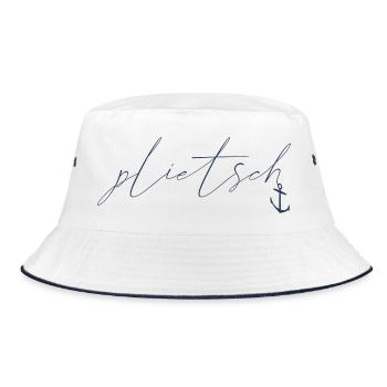 plietsch - intelligent clever smart - platt eben - Bucket Hat - Weiß/Navy - Vorne