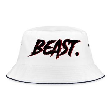 Beast Brushstroke Red on Black - Bucket Hat - white/navy - Front