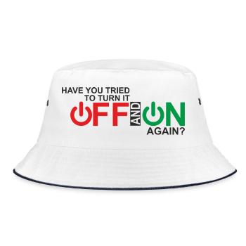 Vibrant Power Button Typography Design - Bucket Hat - white/navy - Front