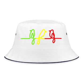 Three little birds Reggae Rasta Jamaica Vogel - Bucket Hat - Weiß/Navy - Vorne
