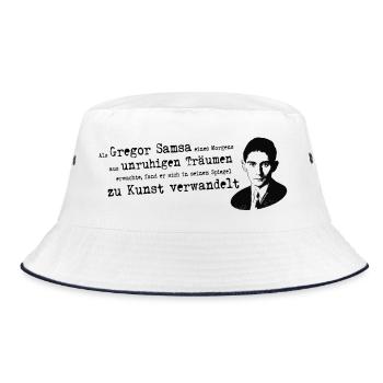 Franz Kafka-Beuys | Verwandlung Gregor Samsa Kunst - Bucket Hat - Weiß/Navy - Vorne