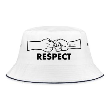 Respect two fists with text 'RESPECT' - Bucket Hat - white/navy - Front