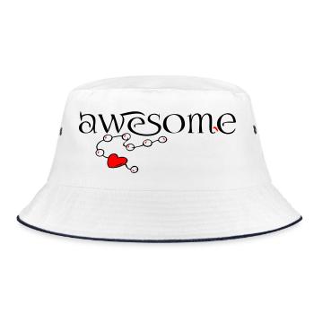 awesome, Herz - Bucket Hat - Weiß/Navy - Vorne