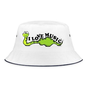 Die Schlange liebt Musik - Bucket Hat - Weiß/Navy - Vorne