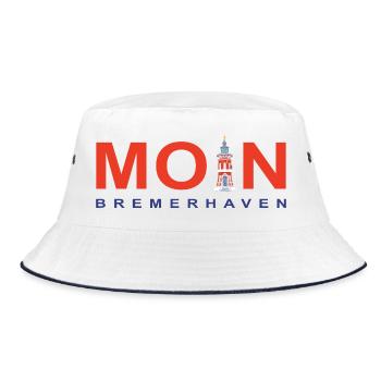 Moin Bremerhaven, Denkmal Pingelturm, Deutschland - Bucket Hat - Weiß/Navy - Vorne