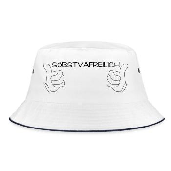 söbstvafreilich - selbstverständlich, Dialekt - Bucket Hat - Weiß/Navy - Vorne