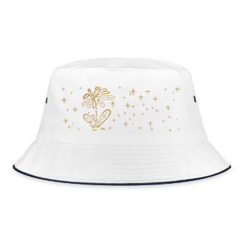 Träume groß - Bucket Hat - Weiß/Navy - Vorne