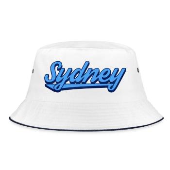 Sydney Ocean Script Logo - Bucket Hat - Weiß/Navy - Vorne