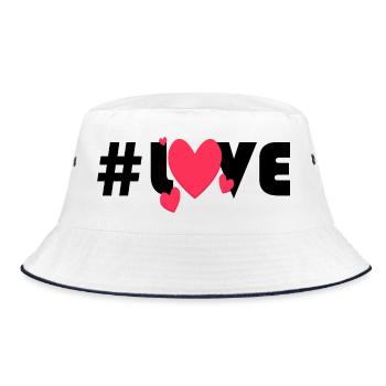 Red Hearts on Black Background - Bucket Hat - white/navy - Front