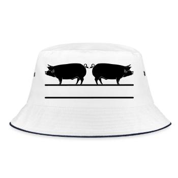 Text bar transparent pigs logo - Bucket Hat - white/navy - Front