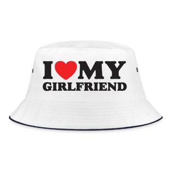 I Love My Girlfriend - Bucket Hat - white/navy - Front