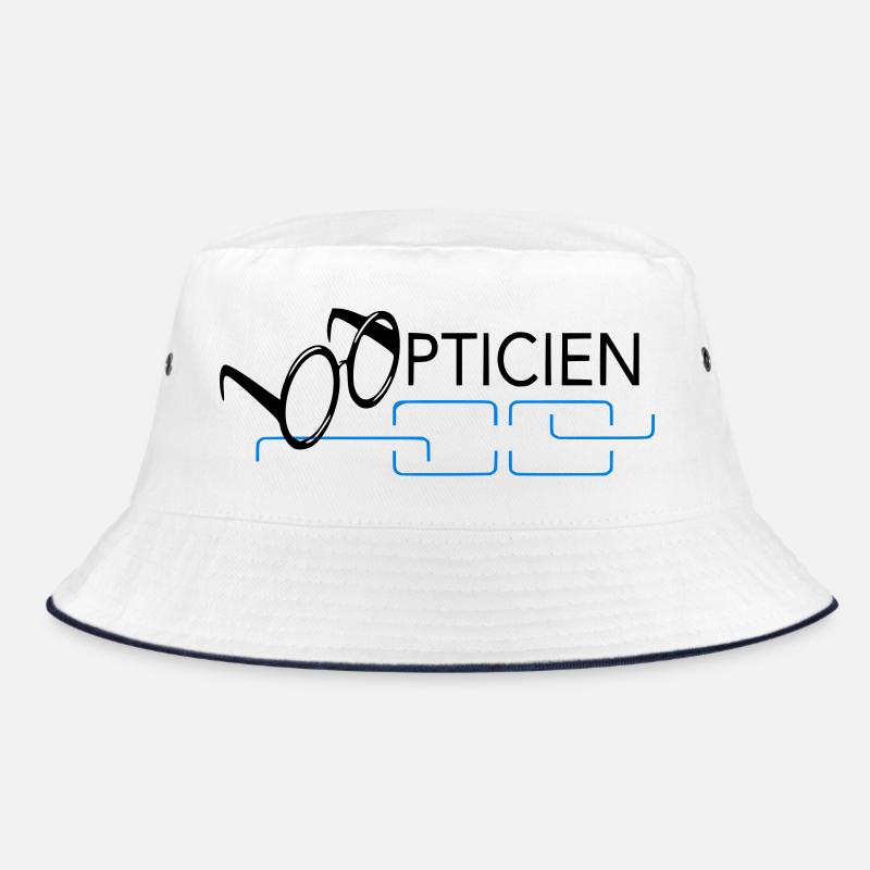 Optiker - Bucket Hat - Weiß/Navy