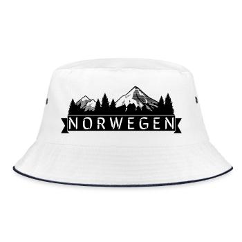 Norwegen Glitch Typo - Bucket Hat - Weiß/Navy - Vorne