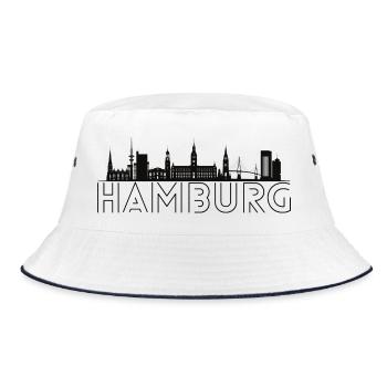 Hamburg Motiv Schwarz Panorama der Stadt - Bucket Hat - Weiß/Navy - Vorne
