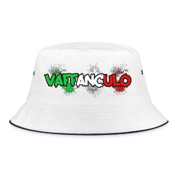 Italien Italiener Vaffanculo - Bucket Hat - Weiß/Navy - Vorne
