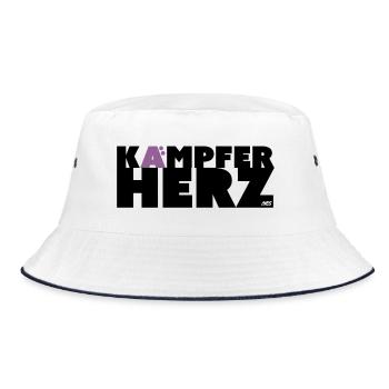 KH - Fighter's Heart Saying - Bucket Hat - white/navy - Front