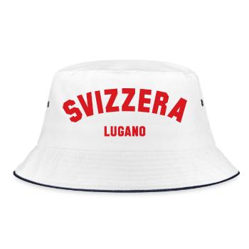 LUGANO Svizzera Switzerland Schweiz - Bucket Hat - Weiß/Navy - Vorne