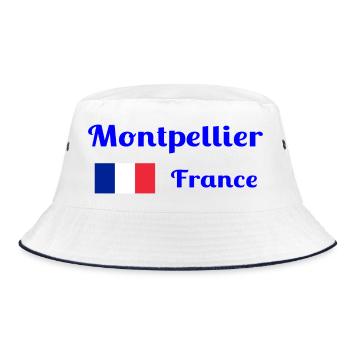 Montpellier, France- Stylish prints - Bucket Hat - white/navy - Front