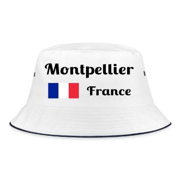 Montpellier, France- Stylish prints - Bucket Hat - white/navy - Front