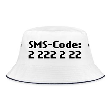 sms-code 2 222 2 22 - Bucket Hat - Weiß/Navy - Vorne