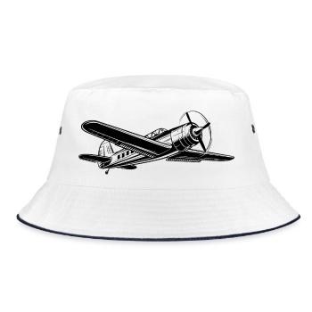 Flugzeugpilot Flugplatz Flugsport - Bucket Hat - Weiß/Navy - Vorne