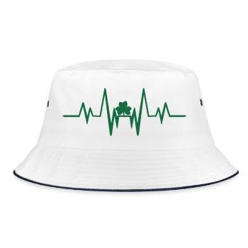 Herzschlag mit Kleeblatt - Bucket Hat - Weiß/Navy - Vorne