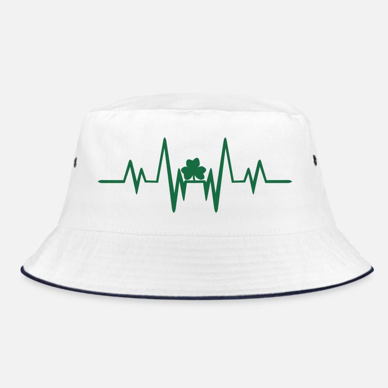 Heartbeat with shamrock - Bucket Hat - white/navy
