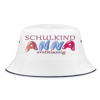 Schulkind Anna Schule - Bucket Hat - Weiß/Navy - Vorne