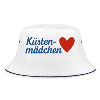 Küsten Mädchen Herz Overlay - Bucket Hat - Weiß/Navy - Vorne
