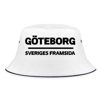 Spring Green Leaf Design on Natural Textiles - Bucket Hat - white/navy - Front