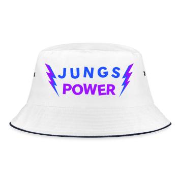 JUNGS POWER - Glücksbringer Jungen Männer - Bucket Hat - Weiß/Navy - Vorne