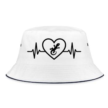 Eidechse Herz - Bucket Hat - Weiß/Navy - Vorne