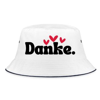 Drei Herzen Doodle Muster - Bucket Hat - Weiß/Navy - Vorne