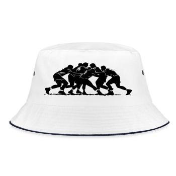 Rugby Scrum Silhouette - Bucket Hat - white/navy - Front