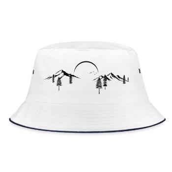 Mountain Peak Adventure Minimalist Silhouette Art - Bucket Hat - white/navy - Front