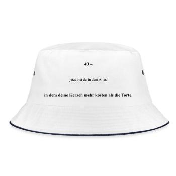 Please upload design - Bucket Hat - white/navy - Front