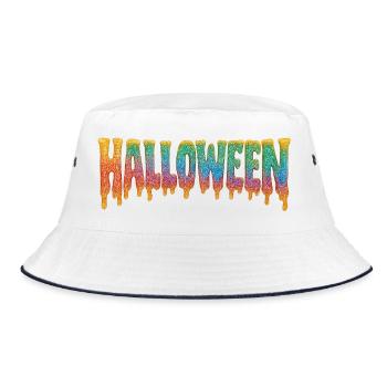 Zuckerguss Halloween Schriftzug - Bucket Hat - Weiß/Navy - Vorne
