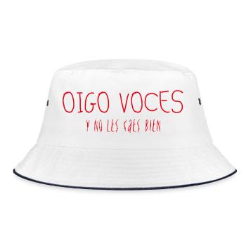 Ich höre Stimmen, und sie mögen dich nicht - Bucket Hat - Weiß/Navy - Vorne