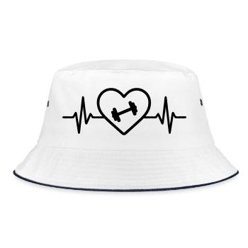 Muscle Training Dumbbell Heart Fitness - Bucket Hat - white/navy - Front