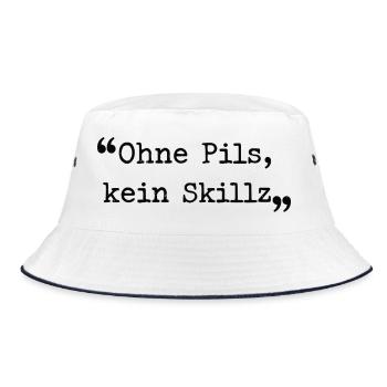 Ruhrpott dialect without pilsner, no Skillz Ruhr area - Bucket Hat - white/navy - Front