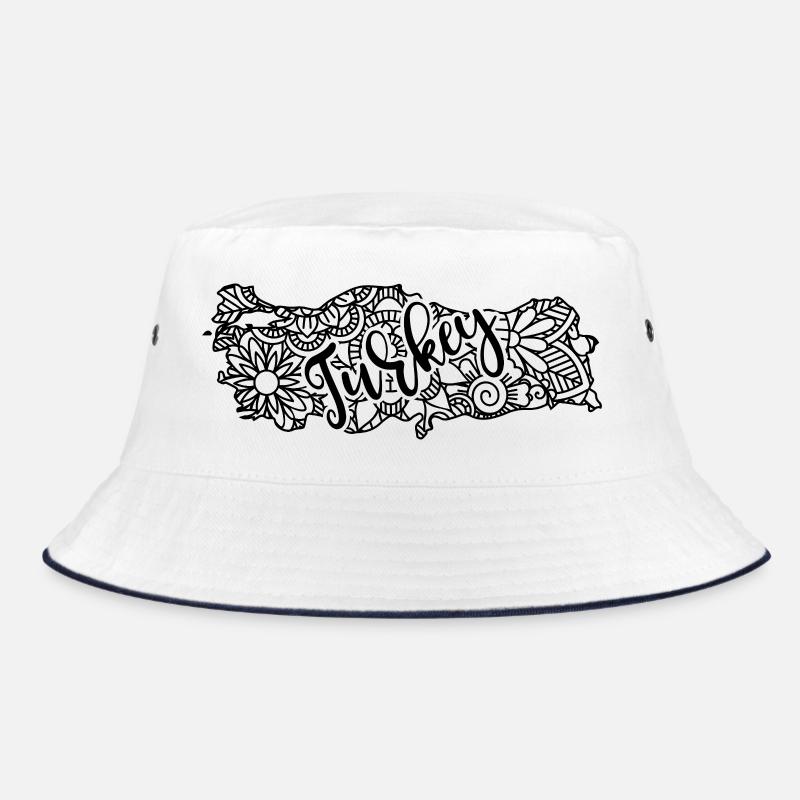 Turkey Map Mandala Istanbul Bosphorus - Bucket Hat - white/navy