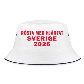 Stimmen Sie mit dem Herzen ab Schweden 2026 - Bucket Hat - Weiß/Navy - Vorne