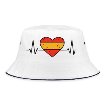 Spain Heartbeat Line Flag Love Travel Design - Bucket Hat - white/navy - Front