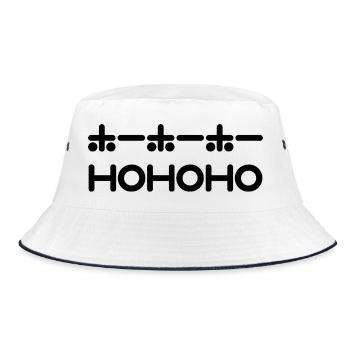 HoHoHo + Japanese Text - Black - Bucket Hat - white/navy - Front