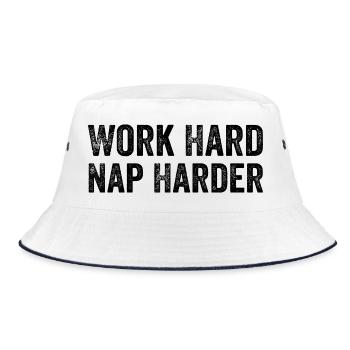 Work hard, Nap harder - Bucket Hat - white/navy - Front