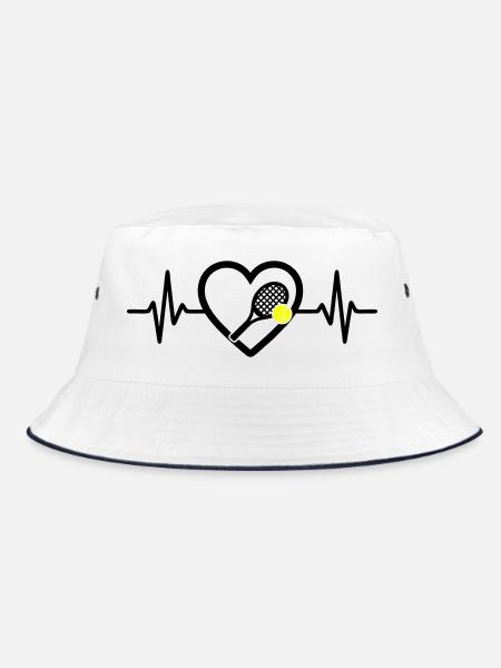 Tennis Heart Racket Ball Sports Passion - Bucket Hat - white/navy - Front