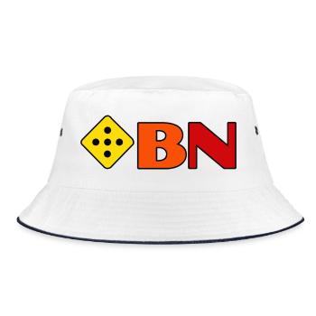 BN Würfel-Logo Gelb-Orange Rot - Bucket Hat - Weiß/Navy - Vorne