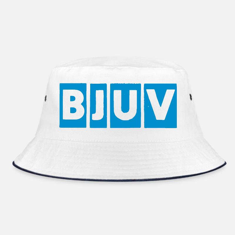 Blue Geometric Block Letters Bucket Hat