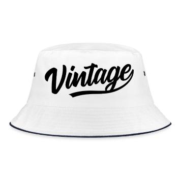 Vintage Rétro Ancien Style Classique Tendance - Bob - blanc/marine - Devant